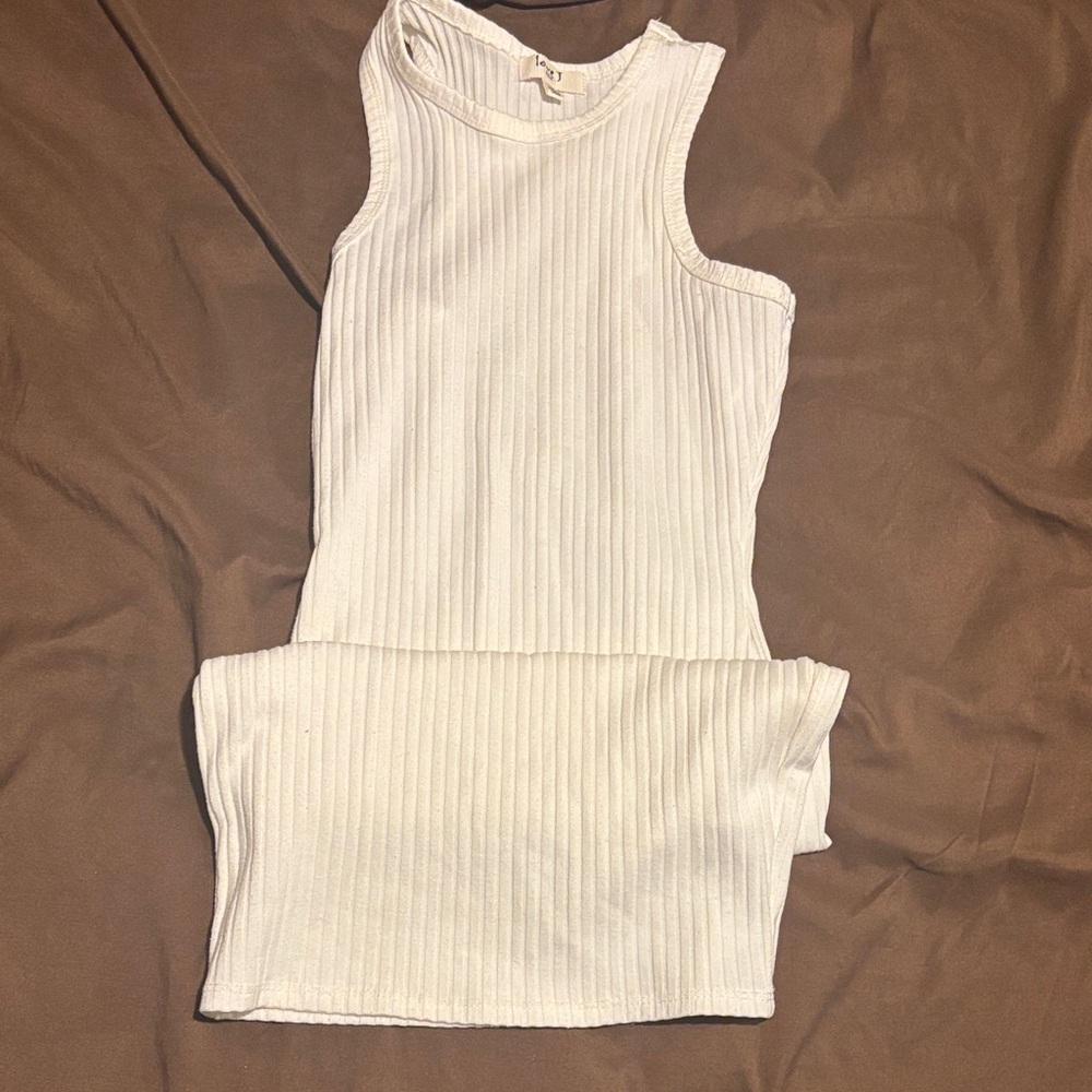 Love J Asymmetrical Ribbed Dress in Cream